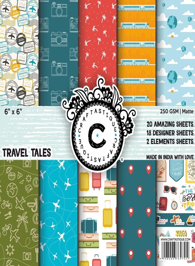 Craftastique Travel Tales Scrapbooking Paper Pack | 20 Sheets | 250 GSM | Travel-Themed Pattern Paper for Scrapbooking, Journaling, Card Making & DIY Projects (6x6 inches) - Image 1